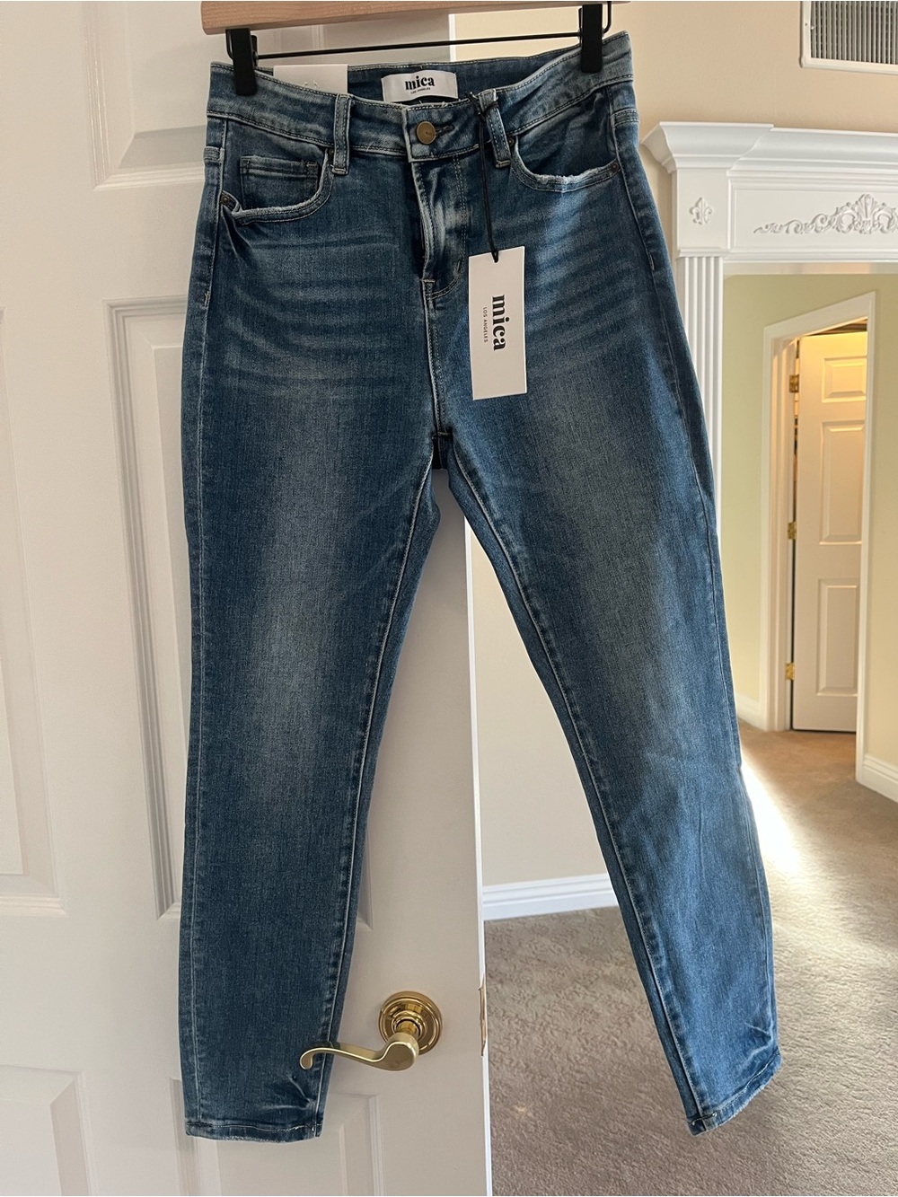 mica High-Rise Skinny Jeans — Medium Indigo Blue